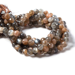7.5mm Sunstone & Moonstone faceted rounds 27 beads (ONLINE ORDER ONLY)