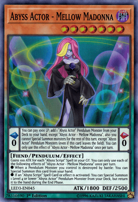 Abyss Actor - Mellow Madonna [LED3-EN045] Super Rare (ONLINE ORDER ONLY)