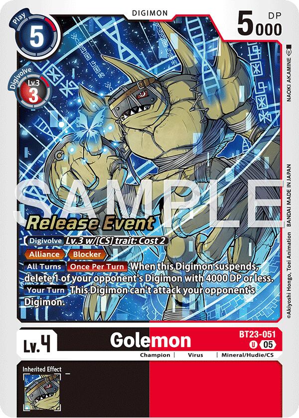 Golemon [BT23-051] [Hackers' Slumber Release Event Cards] (ONLINE ORDER ONLY)