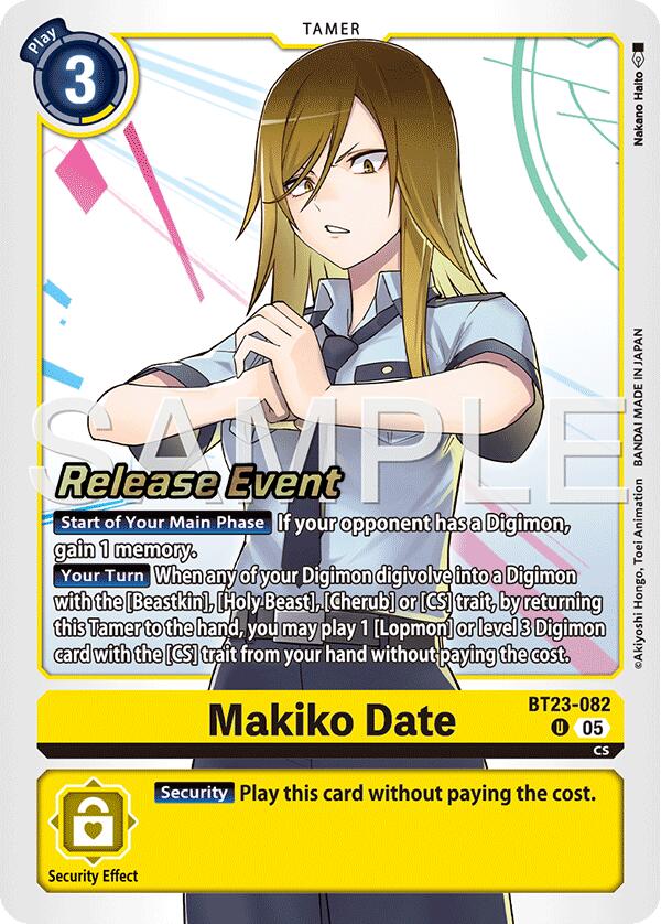 Makiko Date [BT23-082] [Hackers' Slumber Release Event Cards] (ONLINE ORDER ONLY)