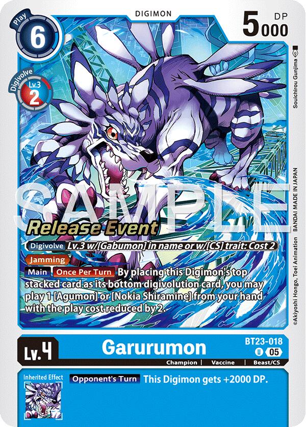 Garurumon [BT23-018] [Hackers' Slumber Release Event Cards] (ONLINE ORDER ONLY)