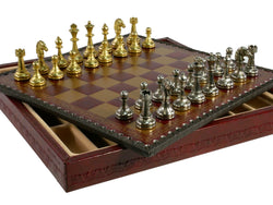 Chess Set - Small Staunton Metal Men on Leatherette Chest (ONLINE ORDER ONLY)