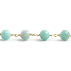 6.5mm Amazonite faceted round Vermeil Chain by the foot 24 pieces