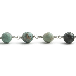 6.5mm Chrysocolla faceted round .925 Silver Chain by the foot 24 pieces (ONLINE ORDER ONLY)