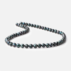 6.5mm Dark Teal Faceted Round Freshwater Pearls 16 inch 60 pieces (ONLINE ORDER ONLY)