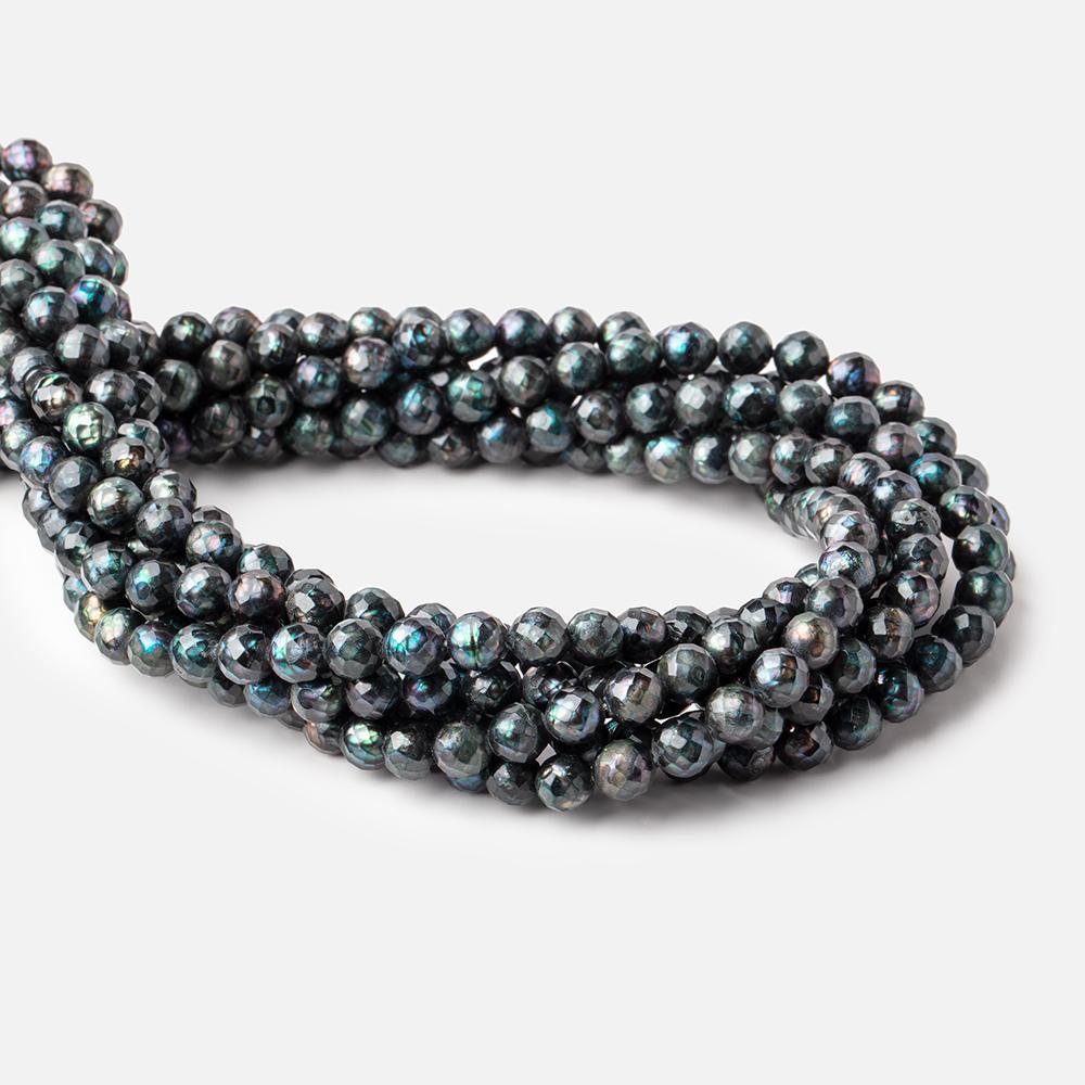 6.5mm Dark Teal Faceted Round Freshwater Pearls 16 inch 60 pieces (ONLINE ORDER ONLY)