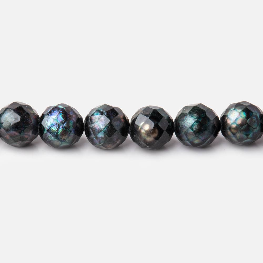 6.5mm Dark Teal Faceted Round Freshwater Pearls 16 inch 60 pieces (ONLINE ORDER ONLY)
