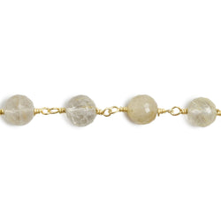 6.5mm Golden Rutilated Quartz faceted round Vermeil Chain by the foot 24 pieces (ONLINE ORDER ONLY)