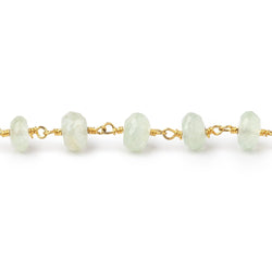 6.5mm Prehnite Faceted Rondelles on Gold Plated Chain
