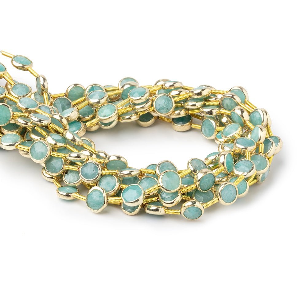 6.5mm Vermeil Bezel Amazonite Faceted Coin Strand 19 Beads (ONLINE ORDER ONLY)