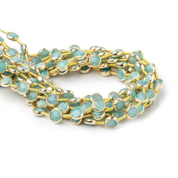 6.5mm Vermeil Bezel Amazonite Faceted Coin Strand 19 Beads (ONLINE ORDER ONLY)