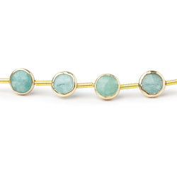 6.5mm Vermeil Bezel Amazonite Faceted Coin Strand 19 Beads (ONLINE ORDER ONLY)