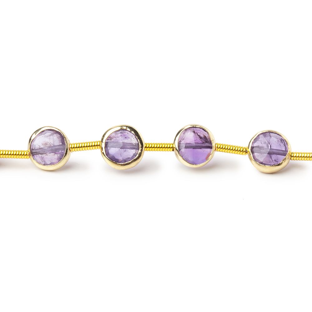 6.5mm Vermeil Bezel Amethyst Faceted Coin Strand 19 Beads (ONLINE ORDER ONLY)
