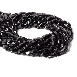 6.5x5mm Black Spinel bezel faceted half moon beads 13 inch 49 pieces