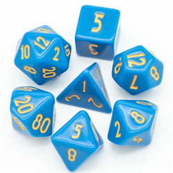 Light Blue Homage 7-Dice Set w/Yellow Numbers Minimalist (Online Only)
