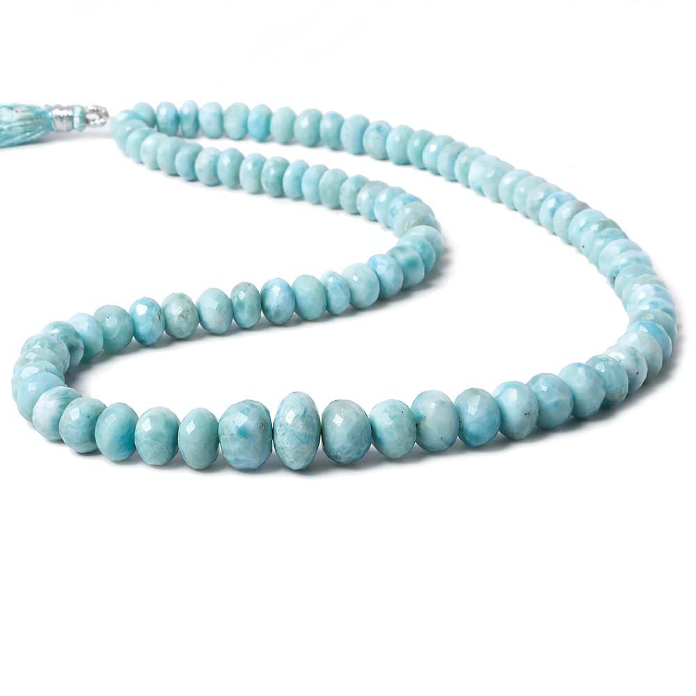 6.7-12mm Larimar faceted rondelle beads 18 inch 89 pieces AA grade (ONLINE ORDER ONLY)
