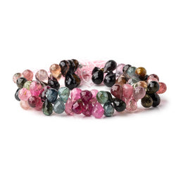 8x6mm Multi Color Tourmaline Faceted Tear Drop Beads 7 inch 73 pieces (ONLINE ORDER ONLY)