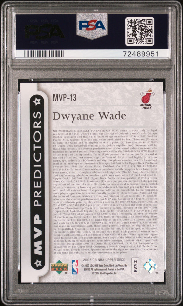 2007 UPPER DECK MVP PREDICTORS DWYANE WADE #MVP13 - PSA 10 (Online Order Only)