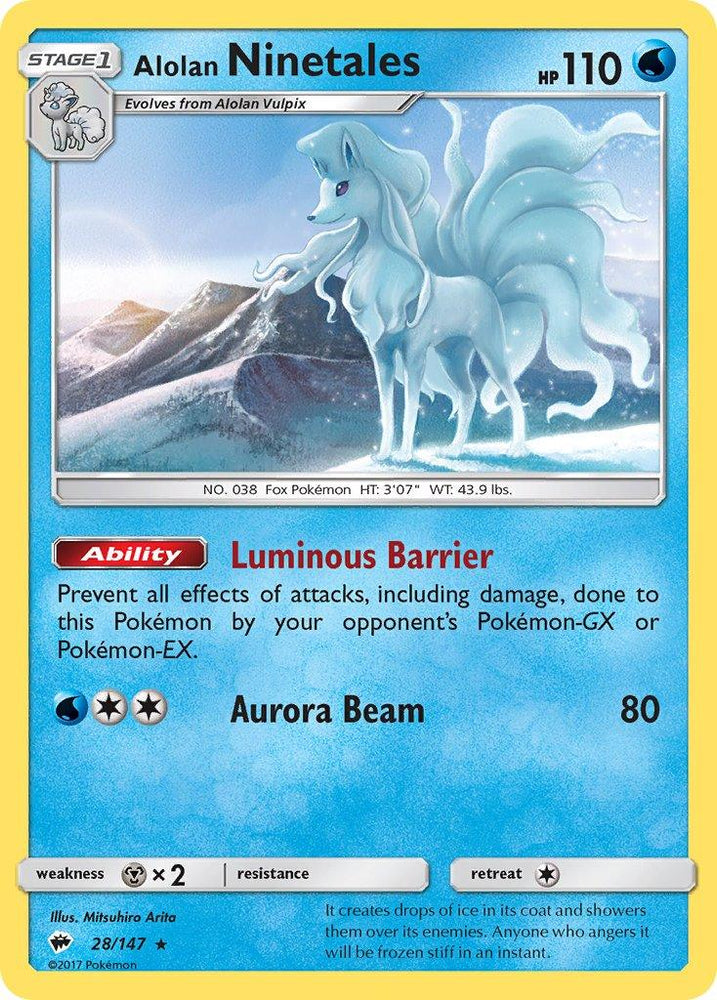Alolan Ninetales (28/147) (Water Web Holo) (Theme Deck Exclusives) [Sun & Moon: Burning Shadows] (Online Only)