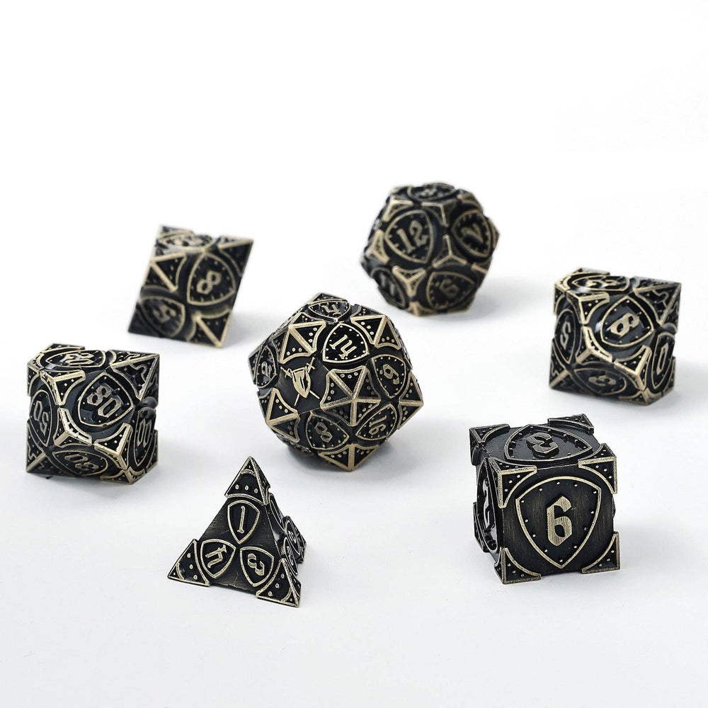 Solid Metal Fighter Class RPG Dice Set - Ancient Bronze (ONLINE ORDER ONLY)