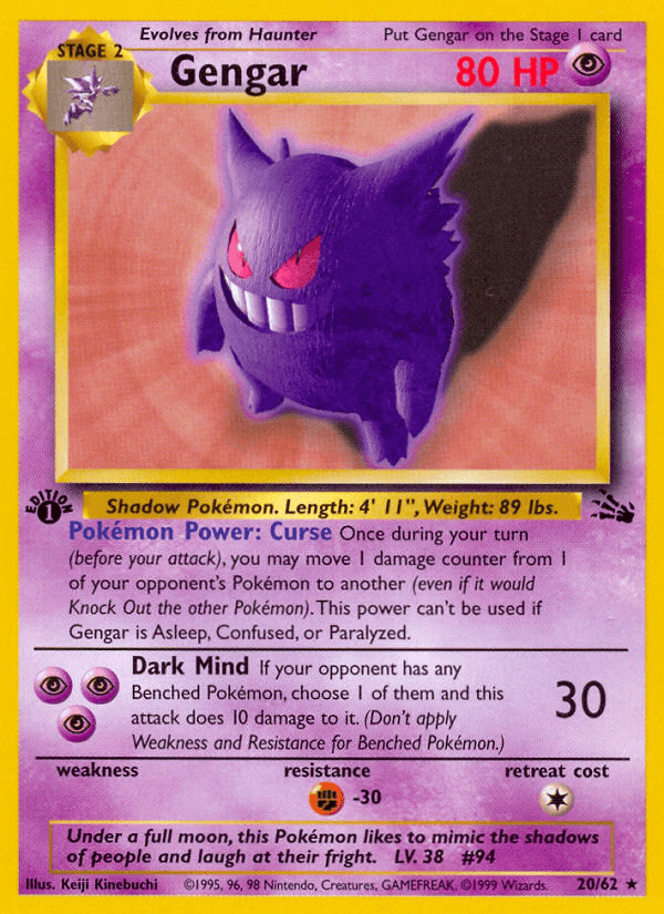 Gengar (20/62) [Fossil 1st Edition] (Online Only)