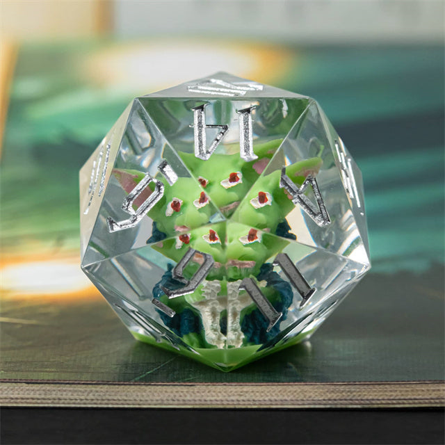 Green Goblin Sharp Resin d20 Dice 33mm DND Goblin Click Clack (Online Only)