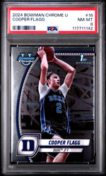 Graded 2024 Topps Bowman Chrome U Cooper Flagg #16 Rookie RC Basketball Card PSA 8 Near Mint (ONLINE ORDER ONLY)