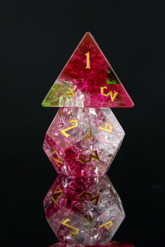 Watermelon Shattered Glass Dice Set (ONLINE ORDER ONLY)