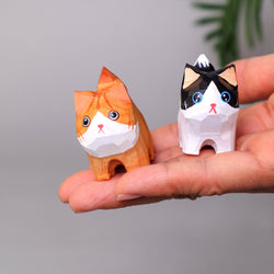Hand-Carved Wooden Cats, Personalized Gift for Cat Lovers (ONLINE ORDER ONLY)