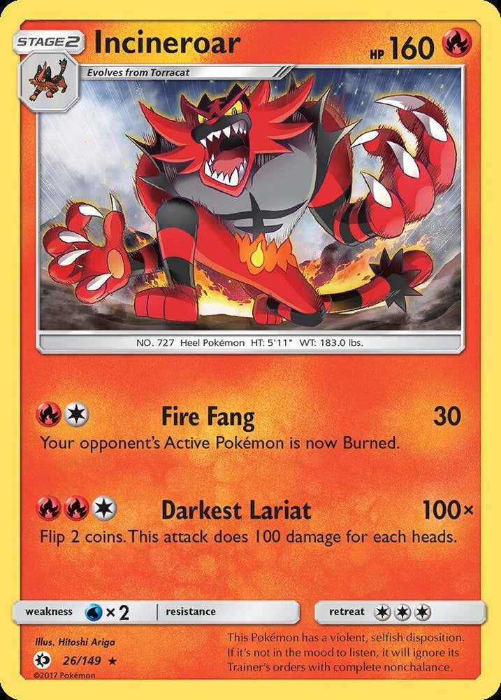 Incineroar (26/149) (Theme Deck Exclusive) [Sun & Moon: Base Set] (Online Only)