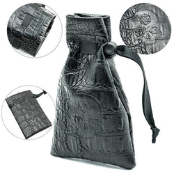 Leather Dice Bag with Skull sporting d20 Tattoo (Online Only)