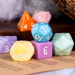 Multi-Color Macaron 7-Dice Set w/White Numbers Pastel Dnd Dice Set (Online Only)