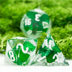 Real Four Leaf Clover 7-Dice Set Sharp Resin RPG DND (Online Only)