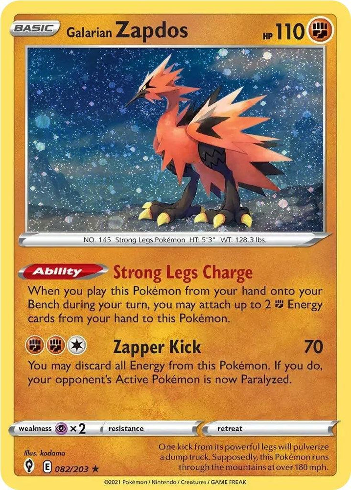 Galarian Zapdos (082/203) (Cosmos Holo) [Sword & Shield: Evolving Skies] (Online Only)