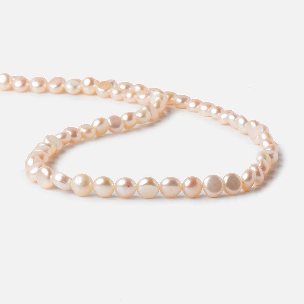 6mm Bridal Pale Peach Button Freshwater Pearls 15.5 inch 65 pieces (ONLINE ORDER ONLY)