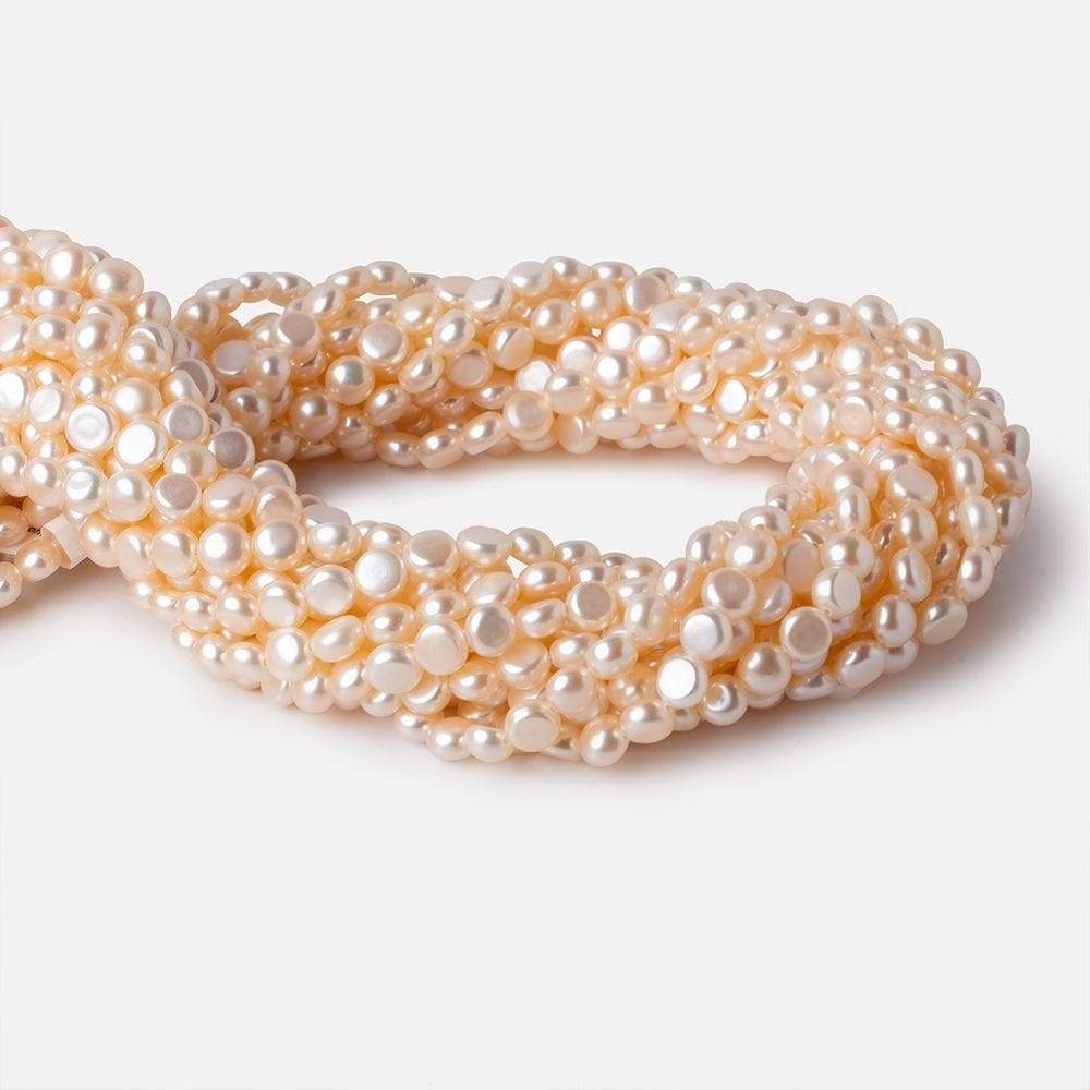 6mm Bridal Pale Peach Button Freshwater Pearls 15.5 inch 65 pieces (ONLINE ORDER ONLY)
