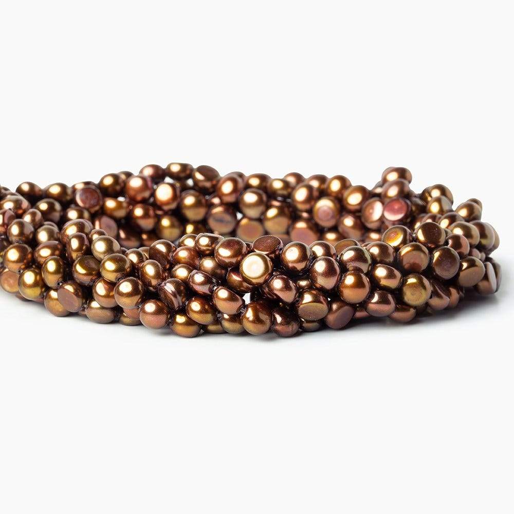 6mm Brown Button Freshwater Pearl Strand (ONLINE ORDER ONLY)