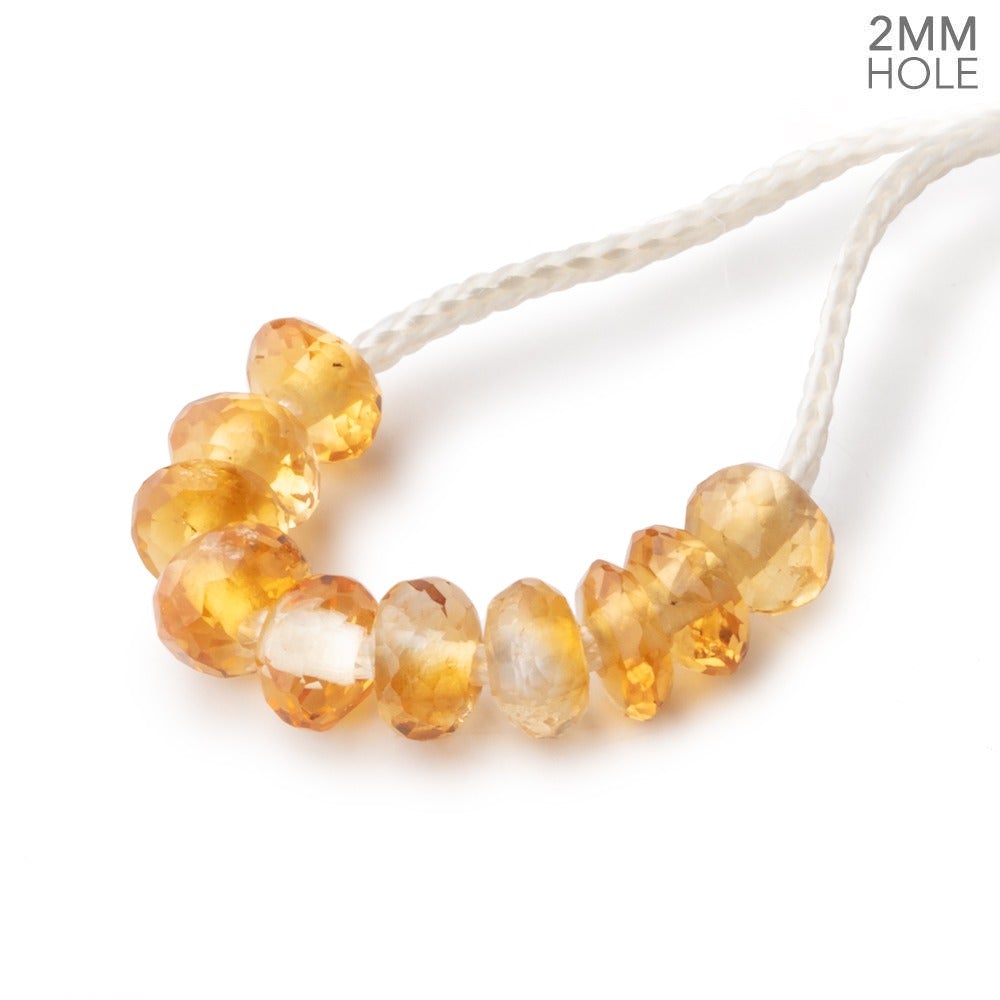 6-7mm Citrine 2mm Large Hole Faceted Rondelle Bead Set of 10 (ONLINE ORDER ONLY)