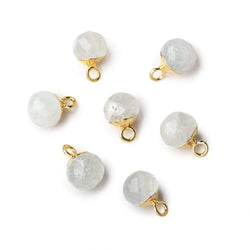 6mm Gold Leafed Rainbow Moonstone Candy Kiss focal bead Pendant sold as 1 piece (ONLINE ORDER ONLY)