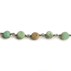 6mm Matte Chrysoprase plain coin Black Gold plated Chain by the foot with approximately 23 pieces (ONLINE ORDER ONLY)