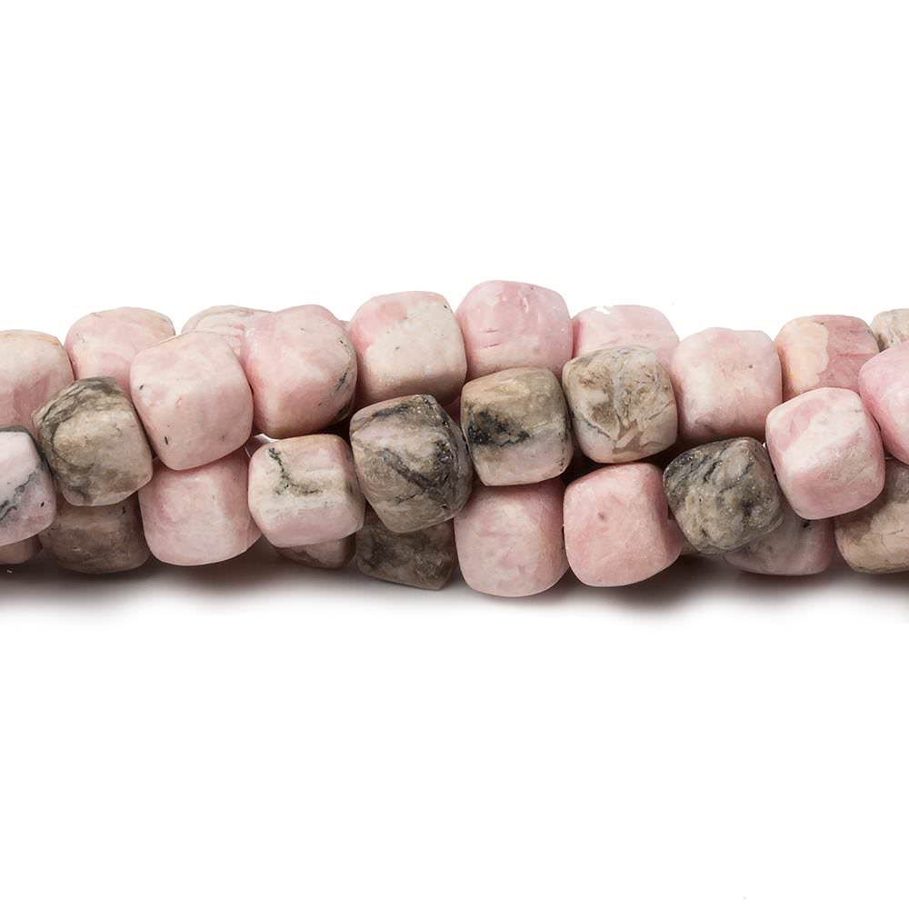 6mm Matte Rhodochrosite plain cube beads 7.5 inch 30 pieces (ONLINE ORDER ONLY)
