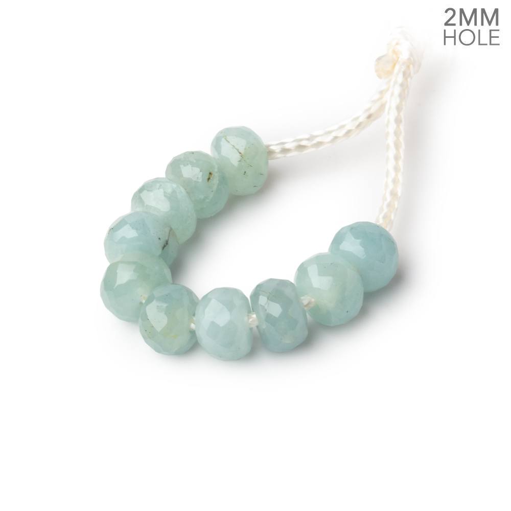6mm Milky Aquamarine 2mm Large Hole Faceted Rondelles Set of 10 Beads (ONLINE ORDER ONLY)