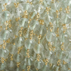 6mm Prasiolite faceted round Vermeil Chain by the foot 24 pieces (ONLINE ORDER ONLY)