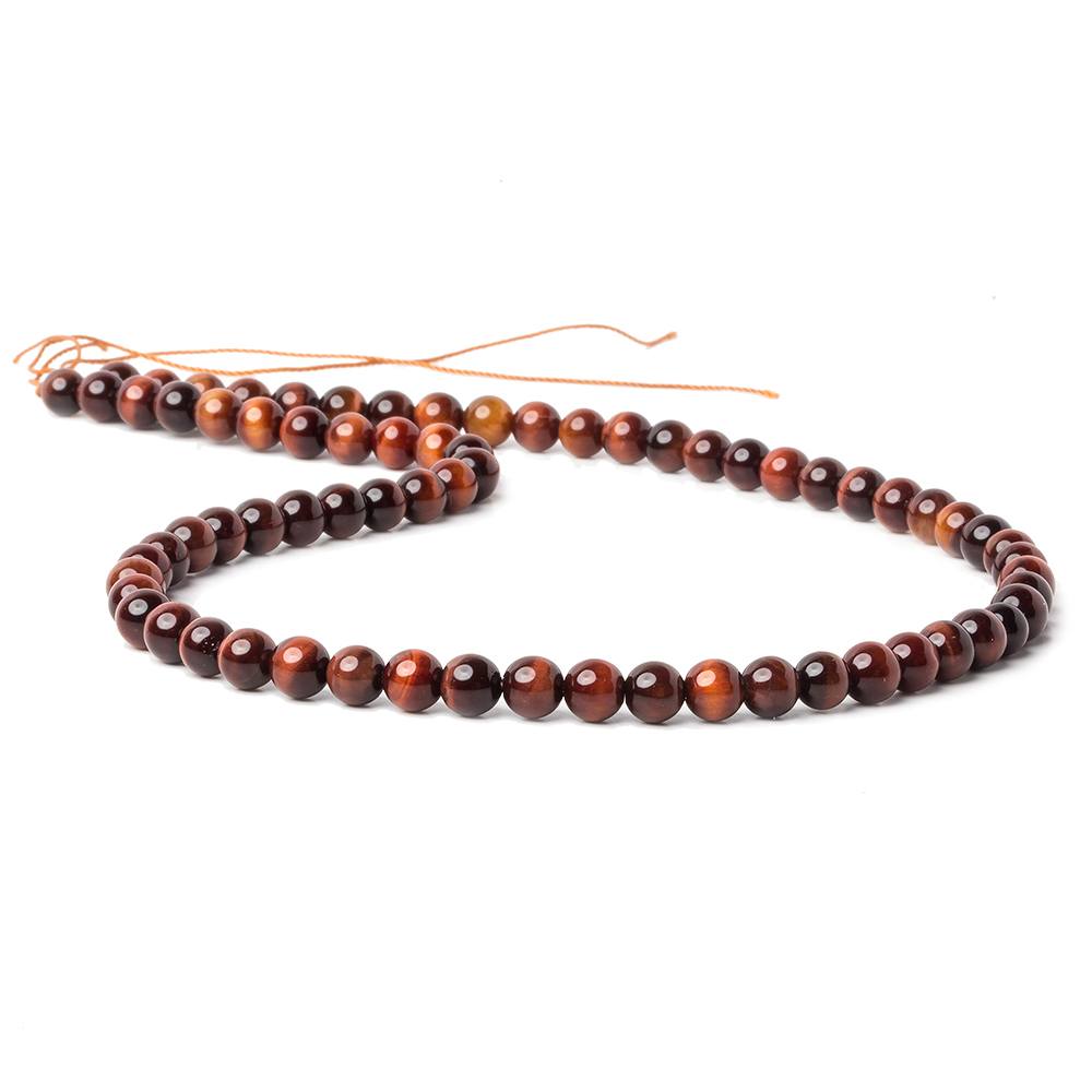 6mm Red Tiger's Eye plain round beads 16 inch 70 pieces AA (ONLINE ORDER ONLY)