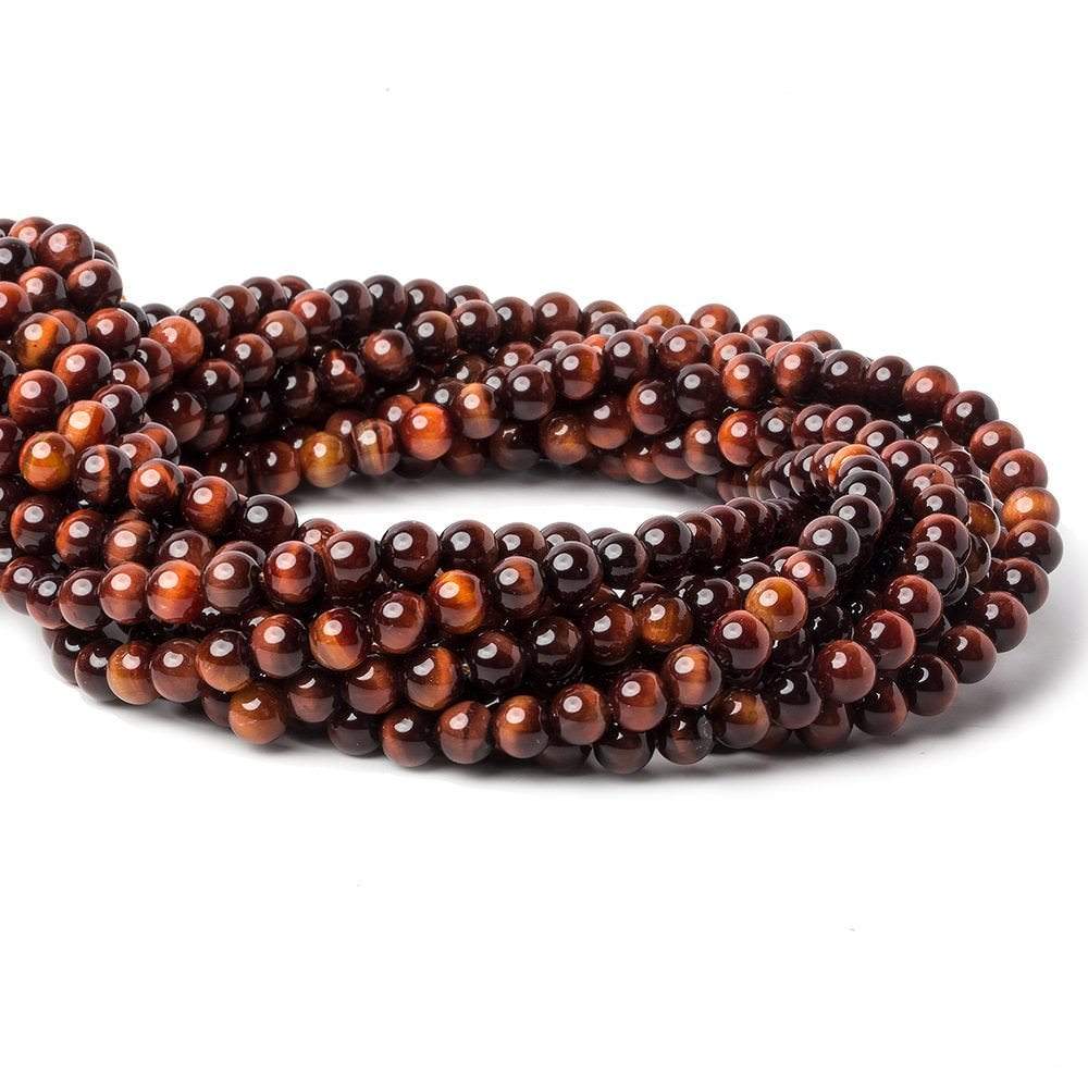 6mm Red Tiger's Eye plain round beads 16 inch 70 pieces AA (ONLINE ORDER ONLY)