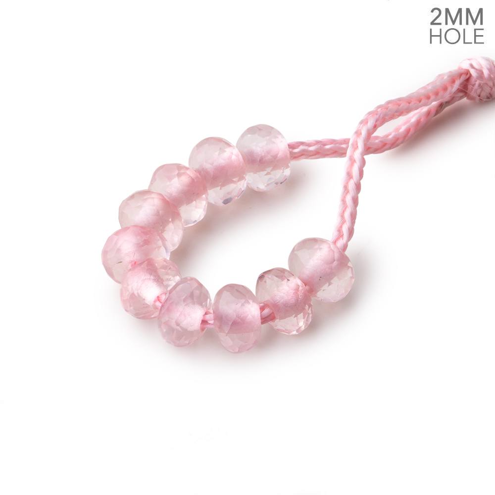 6mm Rose Quartz 2mm Large Hole Faceted Rondelle Bead Set of 10 (ONLINE ORDER ONLY)