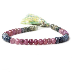 6mm Ruby & Sapphire faceted rondelle beads 8 inch 46 pieces (ONLINE ORDER ONLY)
