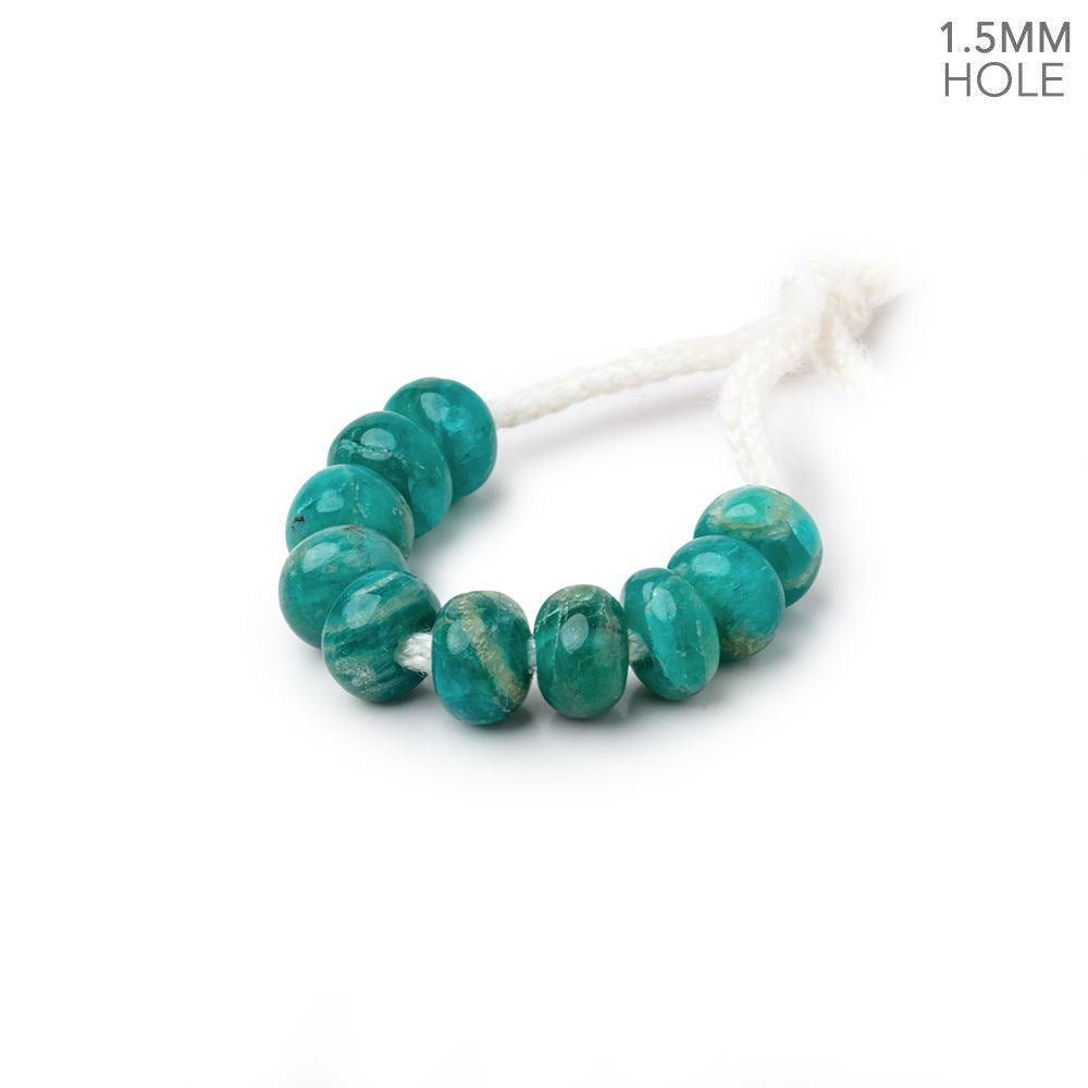 6mm Russian Amazonite 1.5mm Large Hole Plain Rondelle Set of 10 (ONLINE ORDER ONLY)