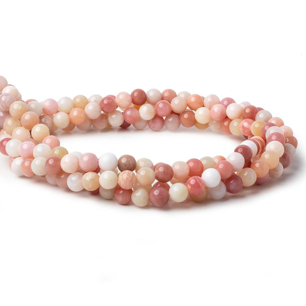 6mm Shaded Pink Peruvian Opal plain rounds 16 inch 67 beads AA (ONLINE ORDER ONLY)