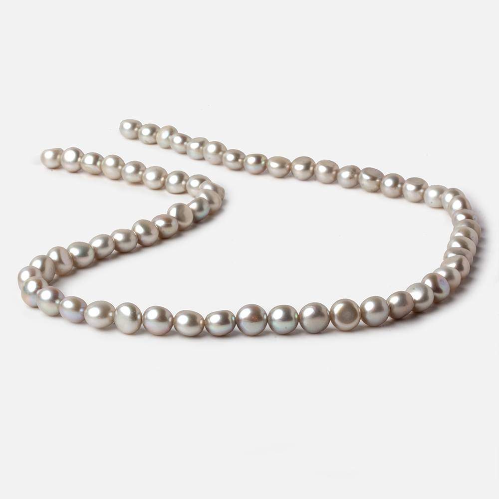 6mm Silver Button Freshwater Pearl Beads 15.5 inch 61 pieces A